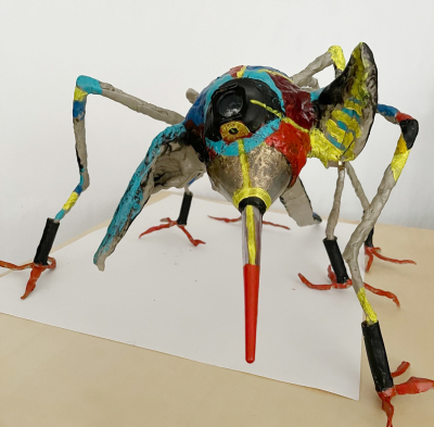 Zyklop | 2024 | Kupferdraht | Acryl, Styropor, Plastik | 26 x 63 x 70 cm